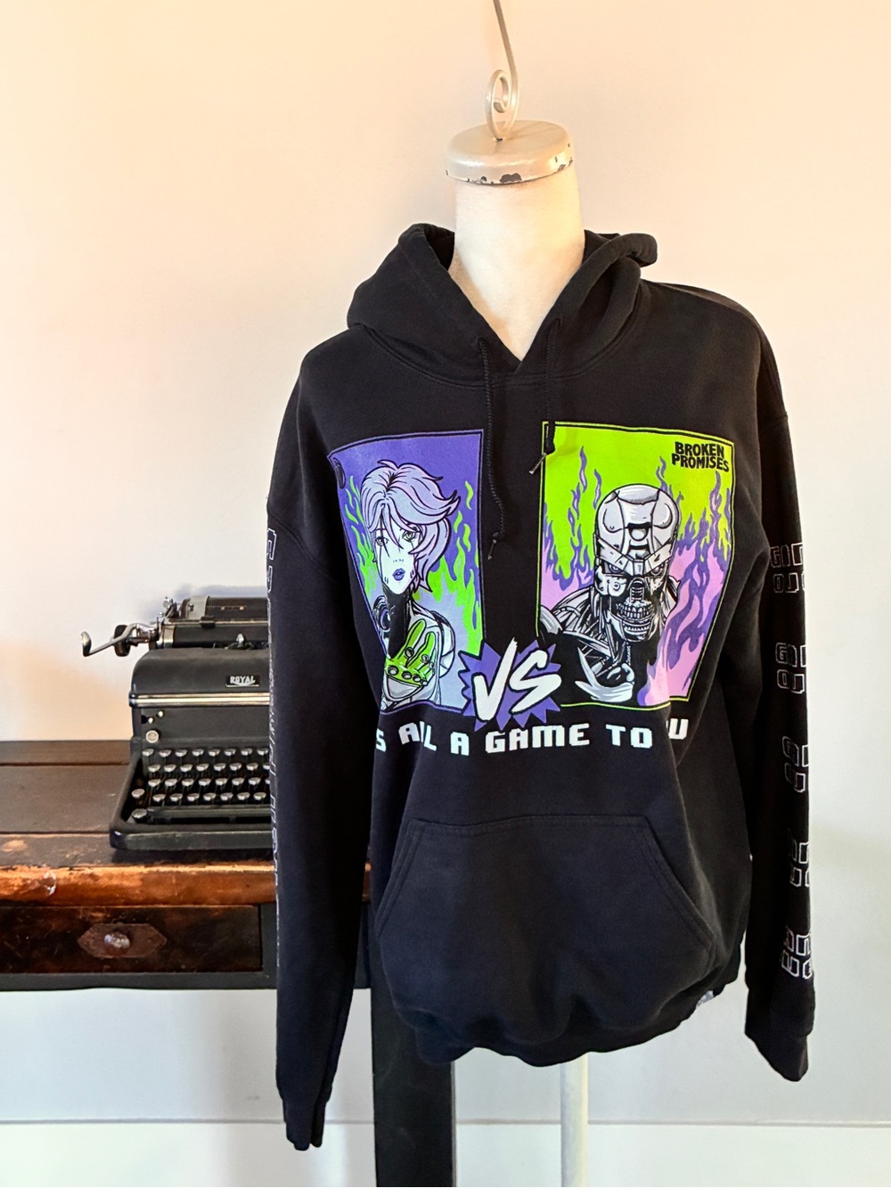 Broken Promises It’s All a Game to You Sweatshirt in Washed Black - Size Medium